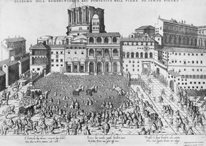 Benedizione del Papa in Piazza San Pietro, c.1583 da Ambrogio Brambilla
